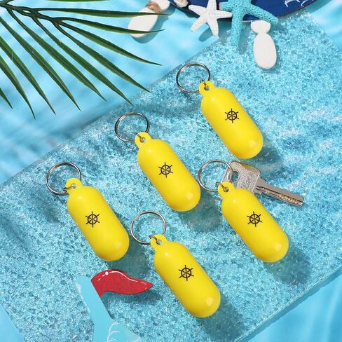 Soulchen 5 PCS قارب عائم سلاسل المفاتيح 2.56 "× 0.98" العوامة الصفراء العائمة قلادة بيضاوية الشكل حلقة مفتاح قارب بلاستيكي لركوب الأمواج الصيد في الهواء الطلق ملحق رياضة المياه في الهواء الطلق in Saudi Arabia
