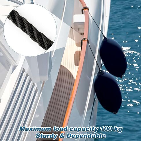 Boat Dock Lines 3PCS - Boat Fenders Dock Lines Anchor Rope with 1.9" Eyelet Pontoon Boat Accessories for Docking A Tot Buoy Triple Braided Marine Rope Tough and Sturdy 0.4" X 78" Black in Saudi Arabia