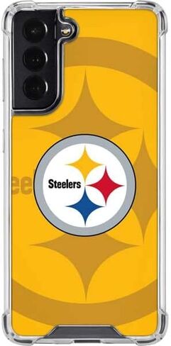 Skinit Clear Phone Case Compatible with Galaxy S22 - Officially Licensed NFL Pittsburgh Steelers Double Vision Design in Saudi Arabia