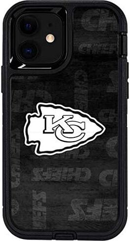 Skinit Decal Phone Skin Compatible with OtterBox Defender Pro Case for iPhone 12 - Officially Licensed NFL Kansas City Chiefs Black & White Design in Saudi Arabia