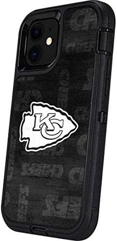 Skinit Decal Phone Skin Compatible with OtterBox Defender Pro Case for iPhone 12 - Officially Licensed NFL Kansas City Chiefs Black & White Design in Saudi Arabia