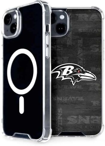 Skinit Phone Case Compatible with MagSafe iPhone 14 - Officially Licensed NFL Baltimore Ravens Black & White Design in Saudi Arabia