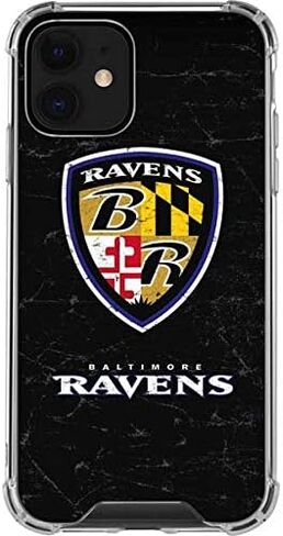 Skinit Clear Phone Case متوافق مع iPhone 12 - NFL Baltimore Ravens مرخص رسميًا - تصميم بديل متعثر in Saudi Arabia