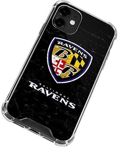 Skinit Clear Phone Case متوافق مع iPhone 12 - NFL Baltimore Ravens مرخص رسميًا - تصميم بديل متعثر in Saudi Arabia