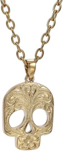 Hawaiian Jewelry by Austaras - Skull Pendant - Engraved with Hibiscus Flower in Saudi Arabia