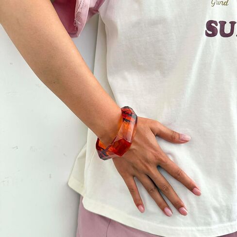 CJIAYUJEW Acrylic Chunky Bangle Colorful Resin Bracelets for Women Irregular Resin Acetate Bangles Party Chunky Acrylic Bracelet Wristband Jewelry in Saudi Arabia
