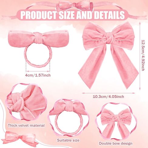 Maxdot 12pcs Pink Bow Napkin Rings Velvet Bow Tie Napkin Holder Chic Napkin Buckle Dinner Table Ring for Holiday Birthday Party Anniversary Dinner Wedding Dining Table Decoration in Saudi Arabia