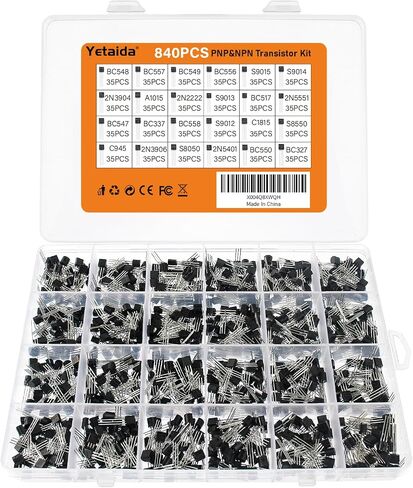 900pcs 18-Type Transistor Assortment Kit (NPN/PNP/BJT) - Includes A1015, S8550, 2N3906, C945, SS8050 TO-92 Package for Electronics Repair, DIY Projects in Saudi Arabia