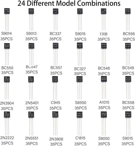 900pcs 18-Type Transistor Assortment Kit (NPN/PNP/BJT) - Includes A1015, S8550, 2N3906, C945, SS8050 TO-92 Package for Electronics Repair, DIY Projects in Saudi Arabia