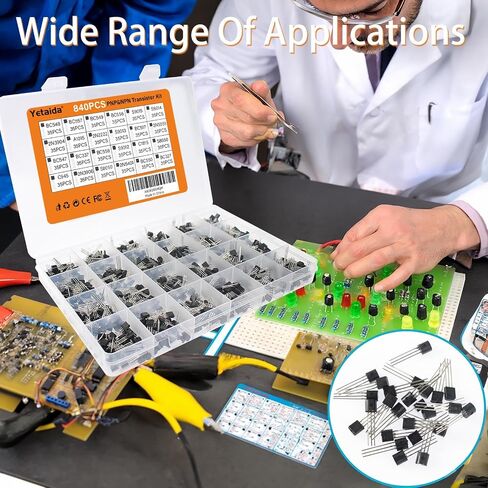900pcs 18-Type Transistor Assortment Kit (NPN/PNP/BJT) - Includes A1015, S8550, 2N3906, C945, SS8050 TO-92 Package for Electronics Repair, DIY Projects in Saudi Arabia