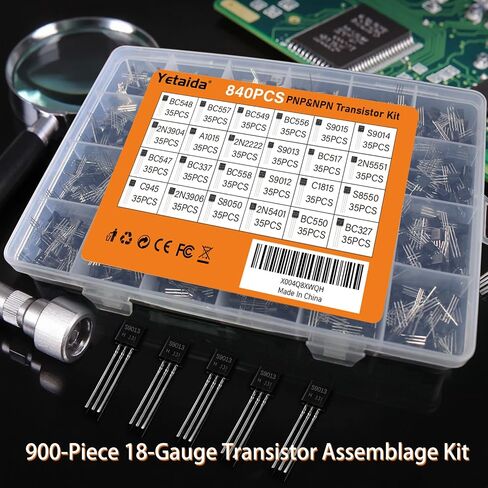 900pcs 18-Type Transistor Assortment Kit (NPN/PNP/BJT) - Includes A1015, S8550, 2N3906, C945, SS8050 TO-92 Package for Electronics Repair, DIY Projects in Saudi Arabia