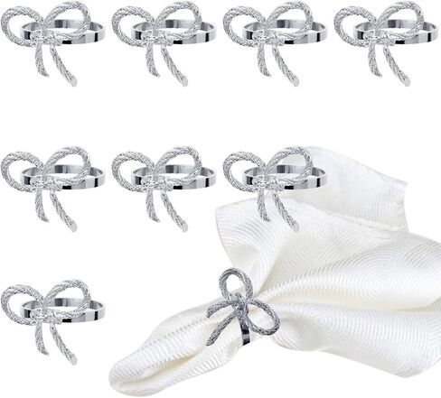 Pack of 6 Napkin Rings Alloy Hollow Out Flower Napkin Holder Dinning Table Napkin Ring for Dinner Parties Wedding Banquet Table Setting Family Gatherings Table Decor（Silver，6） in Saudi Arabia