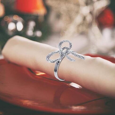 Pack of 6 Napkin Rings Alloy Hollow Out Flower Napkin Holder Dinning Table Napkin Ring for Dinner Parties Wedding Banquet Table Setting Family Gatherings Table Decor（Silver，6） in Saudi Arabia