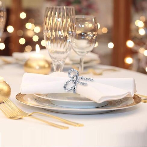 Pack of 6 Napkin Rings Alloy Hollow Out Flower Napkin Holder Dinning Table Napkin Ring for Dinner Parties Wedding Banquet Table Setting Family Gatherings Table Decor（Silver，6） in Saudi Arabia