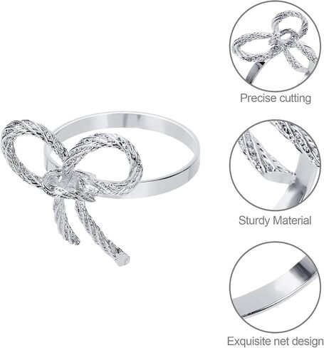 Pack of 6 Napkin Rings Alloy Hollow Out Flower Napkin Holder Dinning Table Napkin Ring for Dinner Parties Wedding Banquet Table Setting Family Gatherings Table Decor（Silver，6） in Saudi Arabia
