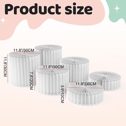 6 Pack Buffet Risers, Foldable Food Display Risers with Acrylic Disc, Dessert Table Display Set, Cardboard Paper Cupcake Cake Stand for Party Cylinder Stands for Parties Drink Collectibles Jewelry Figures, White in Kuwait