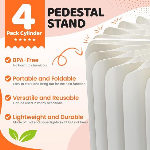 6 Pack Buffet Risers, Foldable Food Display Risers with Acrylic Disc, Dessert Table Display Set, Cardboard Paper Cupcake Cake Stand for Party Cylinder Stands for Parties Drink Collectibles Jewelry Figures, White in Kuwait