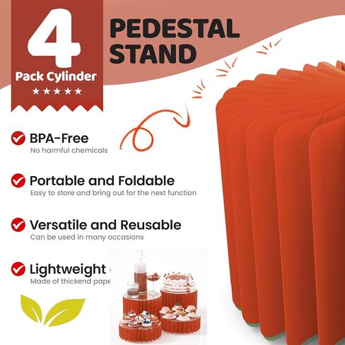 6 Pack Buffet Risers, Foldable Food Display Risers with Acrylic Disc, Dessert Table Display Set, Cardboard Paper Cupcake Cake Stand for Party Cylinder Stands for Parties Drink Collectibles Jewelry Figures, White in Kuwait