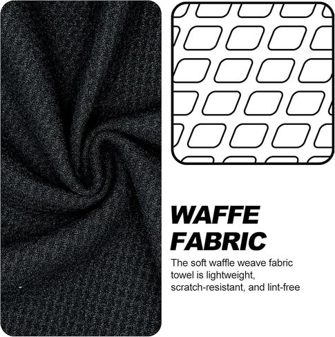 2-Pack Magnetic Golf Towel with Clip, Soft Microfiber Waffle Design - Industrial Strength Magnet for Strong Hold to Golf Bags, Carts & Clubs - Black in Kuwait