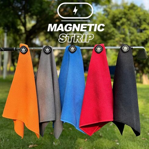 2-Pack Magnetic Golf Towel with Clip, Soft Microfiber Waffle Design - Industrial Strength Magnet for Strong Hold to Golf Bags, Carts & Clubs - Black in Kuwait