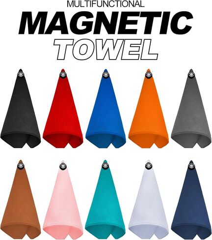 2-Pack Magnetic Golf Towel with Clip, Soft Microfiber Waffle Design - Industrial Strength Magnet for Strong Hold to Golf Bags, Carts & Clubs - Black in Kuwait