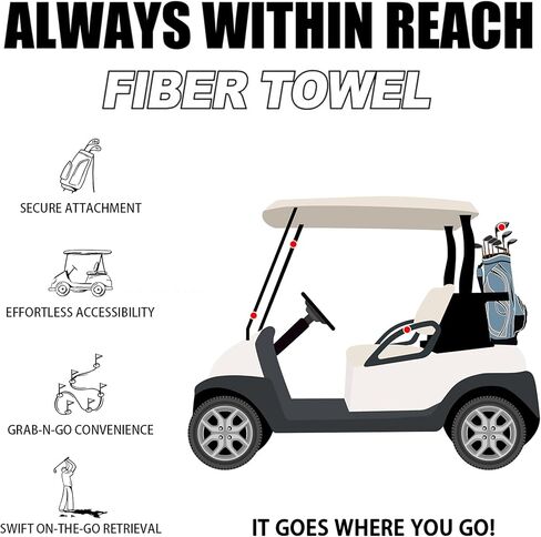 2-Pack Magnetic Golf Towel with Clip, Soft Microfiber Waffle Design - Industrial Strength Magnet for Strong Hold to Golf Bags, Carts & Clubs - Black in Kuwait