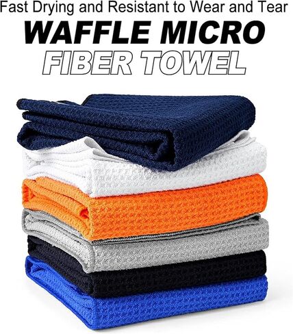 2-Pack Magnetic Golf Towel with Clip, Soft Microfiber Waffle Design - Industrial Strength Magnet for Strong Hold to Golf Bags, Carts & Clubs - Black in Kuwait