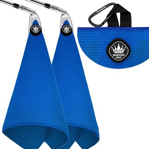 2-Pack Magnetic Golf Towel with Clip, Soft Microfiber Waffle Design - Industrial Strength Magnet for Strong Hold to Golf Bags, Carts & Clubs - Black in Kuwait