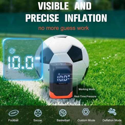 Portable Electric Ball Pump Inflator and Deflator with Foldable Needle, Rechargeable Battery Powered Sports Ball Air Pump with Pressure Gauge for Basketball, Soccer, Football in Saudi Arabia