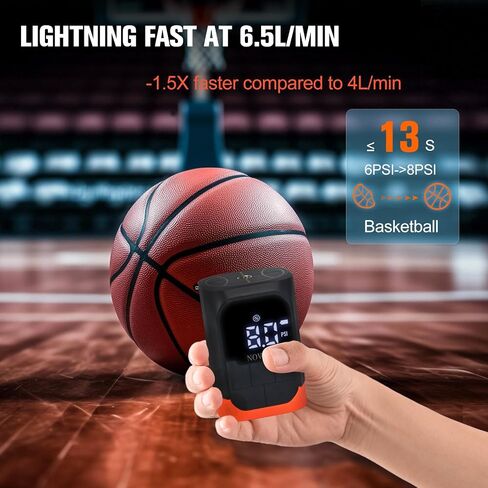 Portable Electric Ball Pump Inflator and Deflator with Foldable Needle, Rechargeable Battery Powered Sports Ball Air Pump with Pressure Gauge for Basketball, Soccer, Football in Saudi Arabia