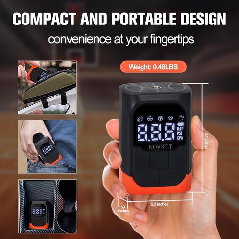Portable Electric Ball Pump Inflator and Deflator with Foldable Needle, Rechargeable Battery Powered Sports Ball Air Pump with Pressure Gauge for Basketball, Soccer, Football in Saudi Arabia
