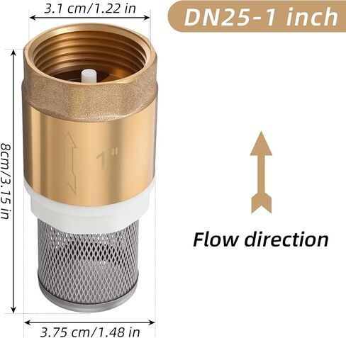 1" Foot Valve, Brass Heavy Duty Check Valve with Filter One Way Valves Female Connection Backflow Preventer Bottom Valves for Water Pump, Wells, Irrigation in Saudi Arabia