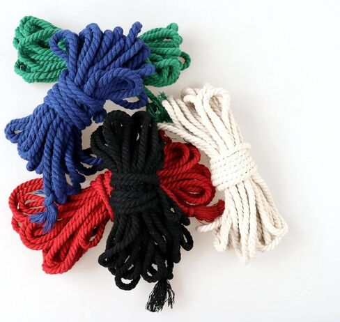 حبل قطني متعدد الأغراض الناعم - الحبال الملونة الصديقة للبشرة - مصنوعة يدويًا من المواد الخام والزيت المنتهي (أحمر ، 26 قدمًا) in Kuwait