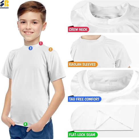 Boys Rash Guard Short Sleeve Swim Fishing Water Shirts UPF 50+ Sun Protection Rashguard Quick Dry Cool Beach Clothes for Toddler Youth Kids Sea Blue Size 14-16 in Kuwait