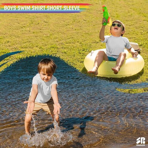 Boys Rash Guard Short Sleeve Swim Fishing Water Shirts UPF 50+ Sun Protection Rashguard Quick Dry Cool Beach Clothes for Toddler Youth Kids Sea Blue Size 14-16 in Kuwait