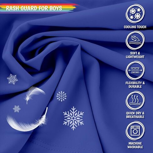 Boys Rash Guard Short Sleeve Swim Fishing Water Shirts UPF 50+ Sun Protection Rashguard Quick Dry Cool Beach Clothes for Toddler Youth Kids Sea Blue Size 14-16 in Kuwait