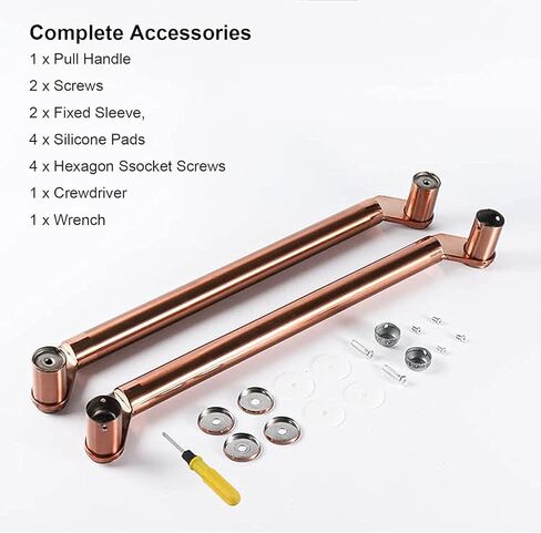 Sliding Barn Door Handle, Commercial Stainless Steel Round Shape Entry Door Handle for Office Store, 24in/31.5in(Rose Gold,60cm/24in) in Kuwait
