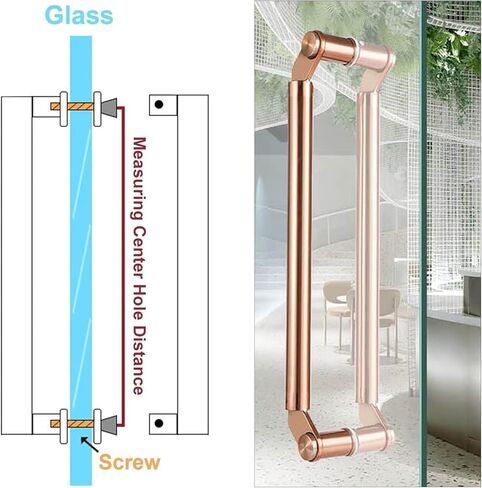 Sliding Barn Door Handle, Commercial Stainless Steel Round Shape Entry Door Handle for Office Store, 24in/31.5in(Rose Gold,60cm/24in) in Kuwait