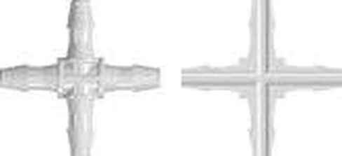 قيمة Plastics 4-Port Cross Mifold ، 200 Series Barbs ، 3/32 "أنبوب ID ، polypropylene (حزمة 50) in Saudi Arabia