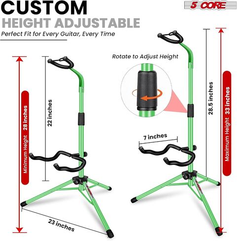 5 CORE Guitar Stand Pair Floor Adjustable Heavy Duty Tripod Acoustic Electric Bass Cello Upright Folding Stands w Neck Holder For On Stage Studio - GSH HD D-BLU 2PK in Saudi Arabia