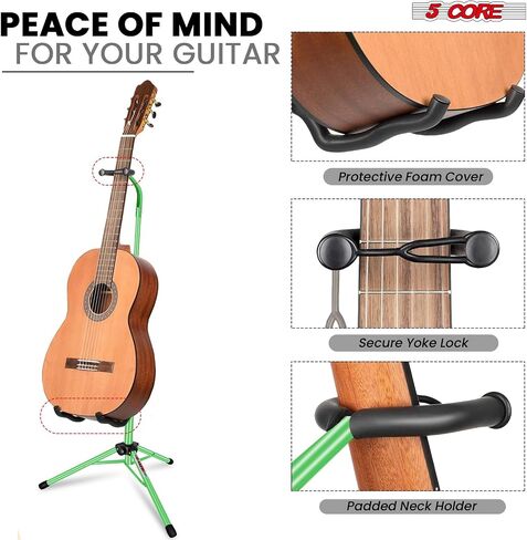 5 CORE Guitar Stand Pair Floor Adjustable Heavy Duty Tripod Acoustic Electric Bass Cello Upright Folding Stands w Neck Holder For On Stage Studio - GSH HD D-BLU 2PK in Saudi Arabia