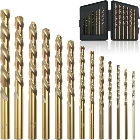 BeHappy 13Pcs Cobalt Drill Bit Set, M35 HSS, 135 Degree Tip, Twist Jobber Length for Hardened Metal, Stainless Steel, Cast Iron, Wood, and Plastics, with Index Storage Case 1/16"-1/4" in Kuwait