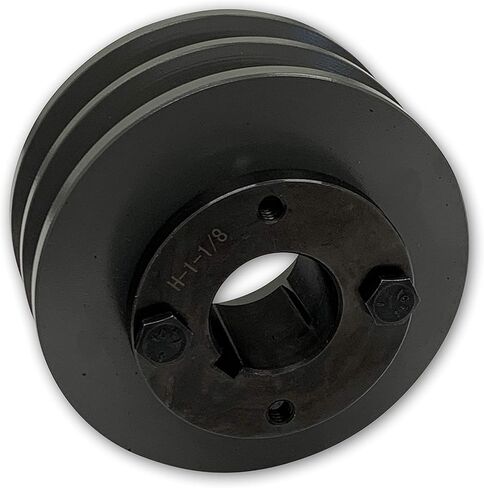 Double Groove 3.35" Cast Iron Electric Motor" H" Pulley/Sheave, Bushing Included, for 5/8" Top Width B/5L/BK/5LK Section V Belt, 2 Groove Pulley (1-3/8" Shaft / 1.375" Bore, 2BK32H) in Saudi Arabia