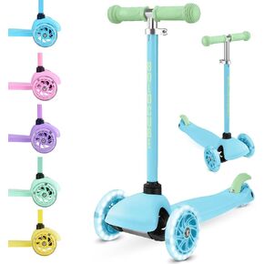 Teeny | 3 Wheel Mint Scooter for Kids & Toddlers Ages 3-6 Years | Flashing Wheels | Height Adjustable 53 to 70 cm | My First Scooter in Saudi Arabia