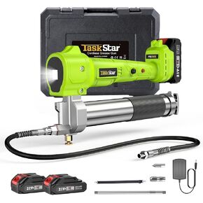Electric Grease Gun, 10000 PSI Super Efficient Battery Powered Grease Gun Kit with 2 Batteries and Charger, 39.4" Flexible Hose, Cordless Grease Gun with Super Bright LED Light, Black in Kuwait