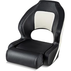 Goplus Captain Bucket Seat, Pontoon Boat Seats w/Waterproof PVC Leather & Thick Sponge Padding, Curve Armrest, High Back Boat Captain Chair for Fishing, Sightseeing (1 Pack Ivory & Gray) in Saudi Arabia