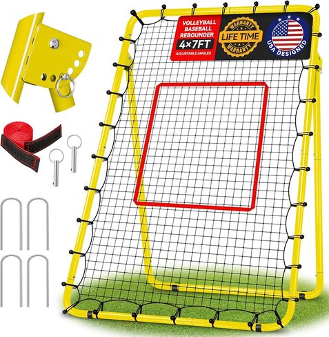 شبكة الكرة الطائرة 4 × 7 قدمًا مع 5 زوايا قابلة للتعديل ، مدرب ميدان للبيسبول سهل التخزين مع 4 حصص ، كرة قدم كرة القدم في لعبة كرة القدم مع 4 أجزاء مضادة للانزلاق in Kuwait