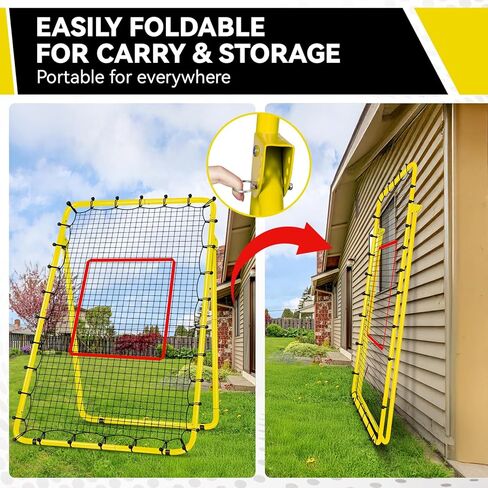 شبكة الكرة الطائرة 4 × 7 قدمًا مع 5 زوايا قابلة للتعديل ، مدرب ميدان للبيسبول سهل التخزين مع 4 حصص ، كرة قدم كرة القدم في لعبة كرة القدم مع 4 أجزاء مضادة للانزلاق in Kuwait
