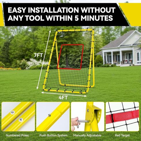 شبكة الكرة الطائرة 4 × 7 قدمًا مع 5 زوايا قابلة للتعديل ، مدرب ميدان للبيسبول سهل التخزين مع 4 حصص ، كرة قدم كرة القدم في لعبة كرة القدم مع 4 أجزاء مضادة للانزلاق in Kuwait