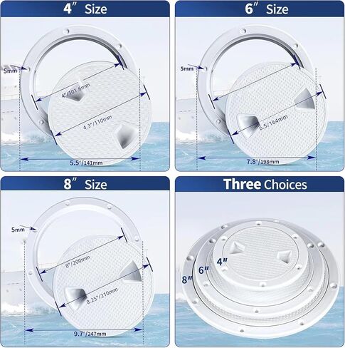 Boat Accessories Boat Hatch 4" 6" 8" ABS Round Non Slip Inspection Hatch w/Detachable Cover for Boat Yacht(6 inch Black) in Saudi Arabia